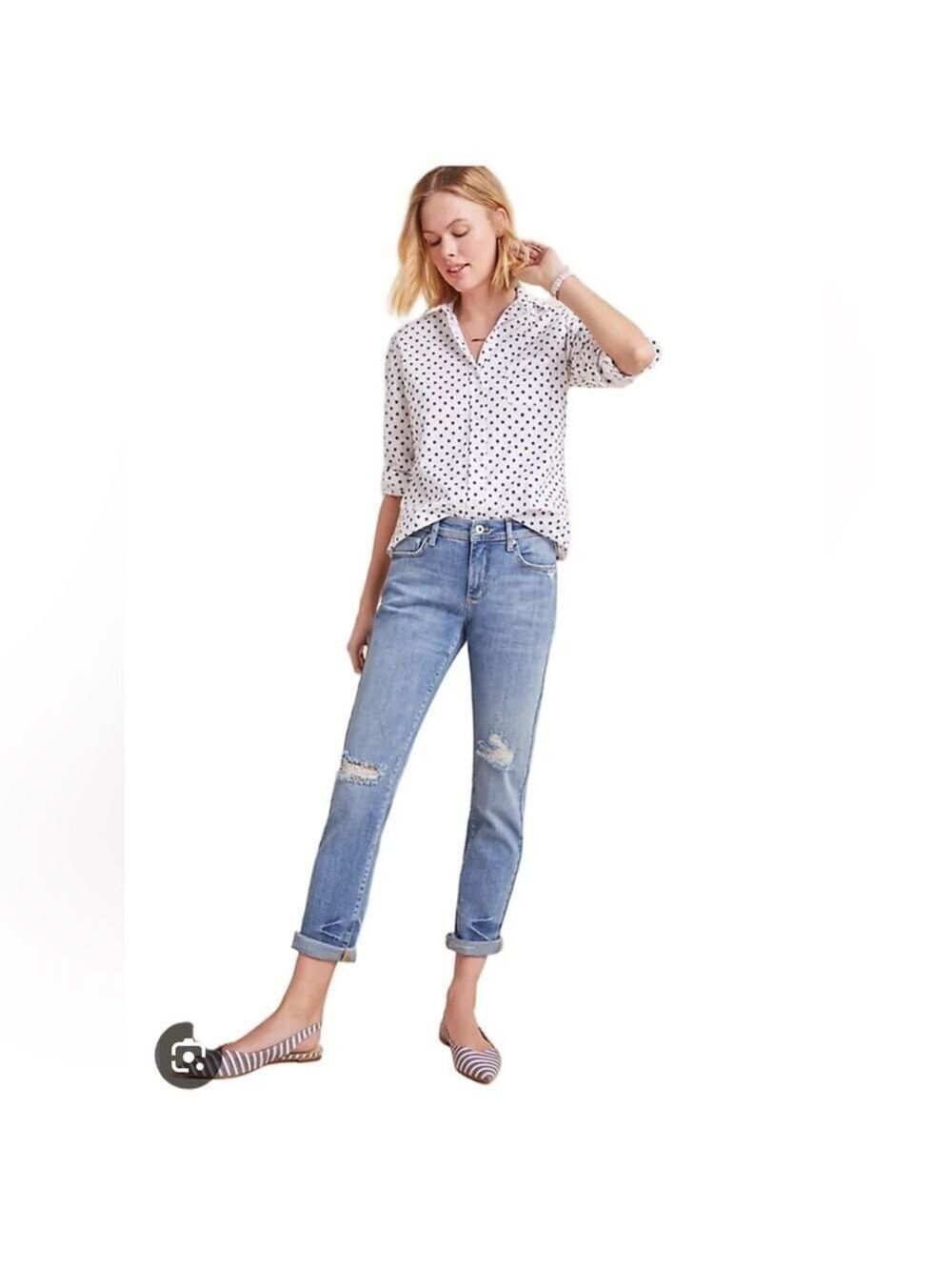Pilcro & Letterpress Slim Boyfriend Jeans Womens 26 Distressed